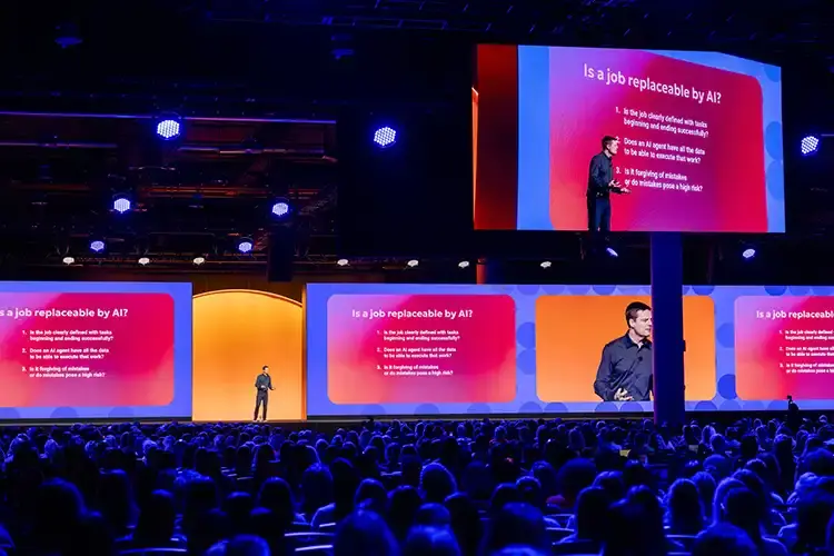 Eric Mosley delivering his keynote at Workhuman Live 2026 in Orlando.
