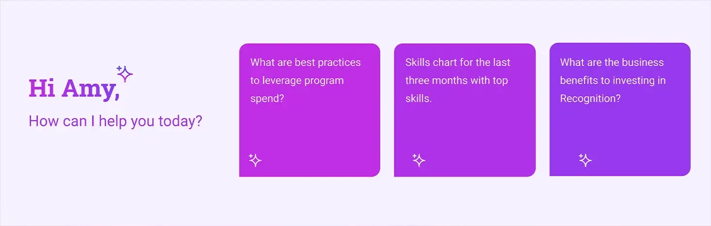 example of workhuman platform admin message with suggested insight prompts