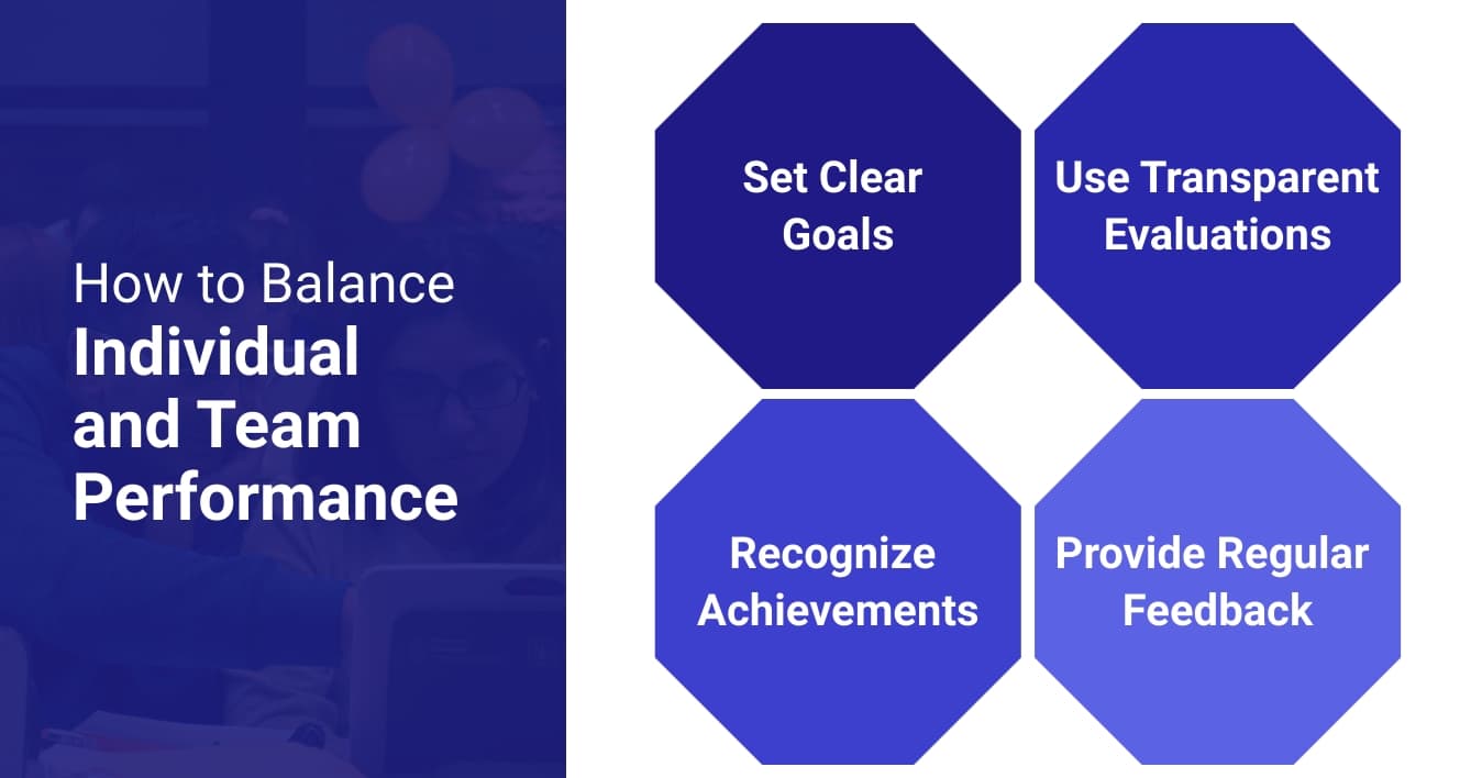 Infographic on how to balance individual and team performance in the workplace