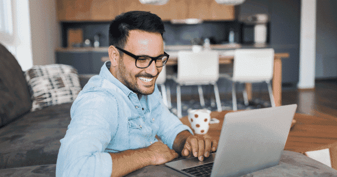 a man playing one of the best virtual holiday party games with his team