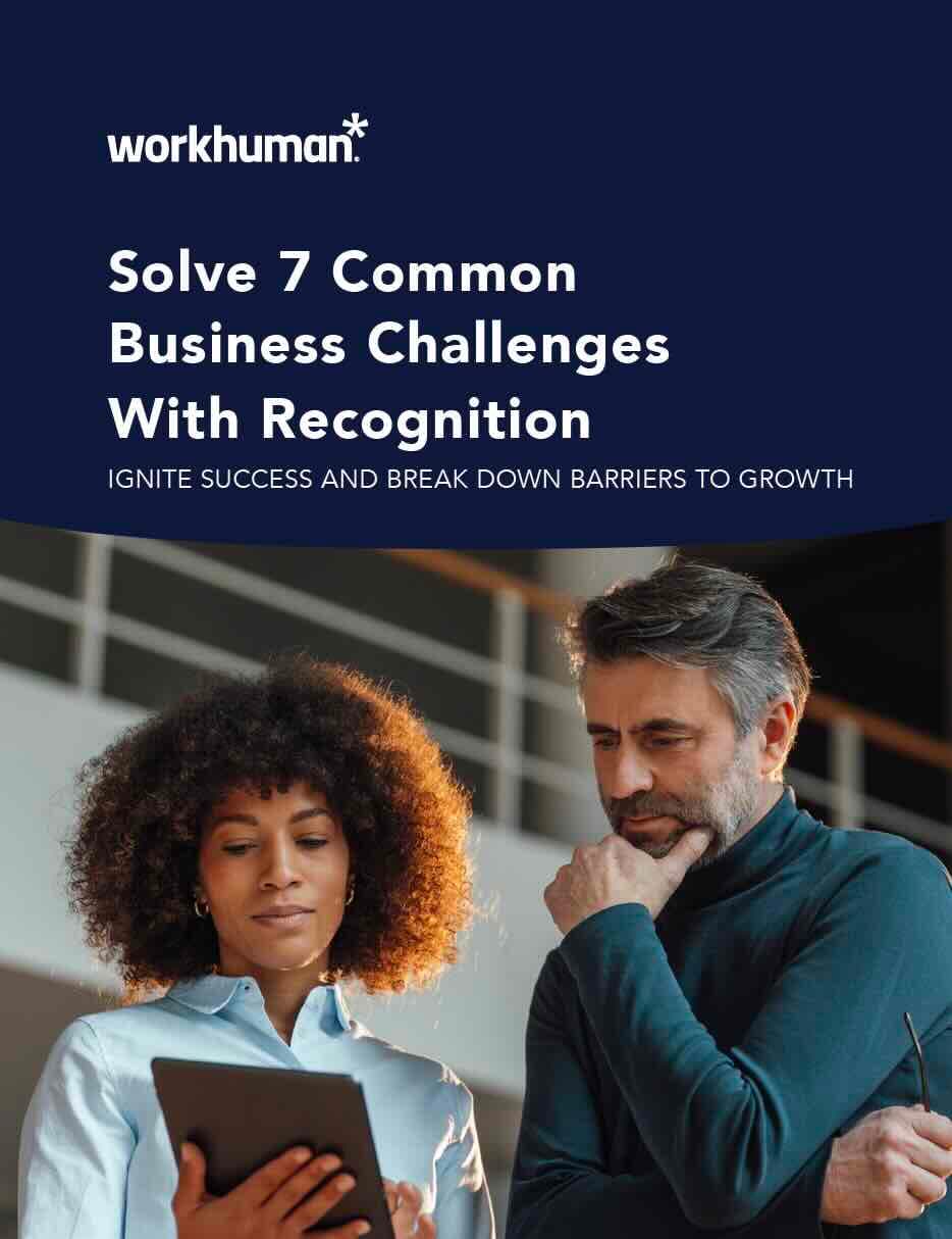 Cover for, " Solve 7 Common Business Challenges With Recognition" report