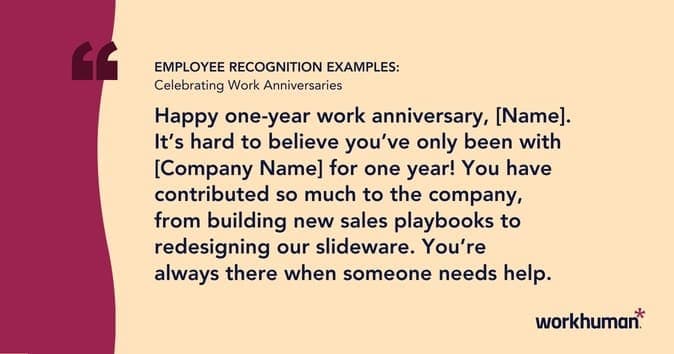 Celebrating Work Anniversaries Quote