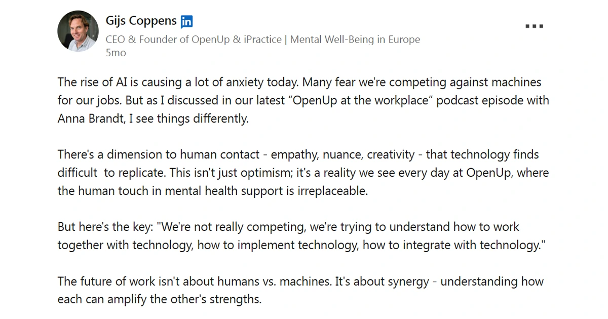 Gijs Coppens discusses human-AI synergy and the future of workplace collaboration.
