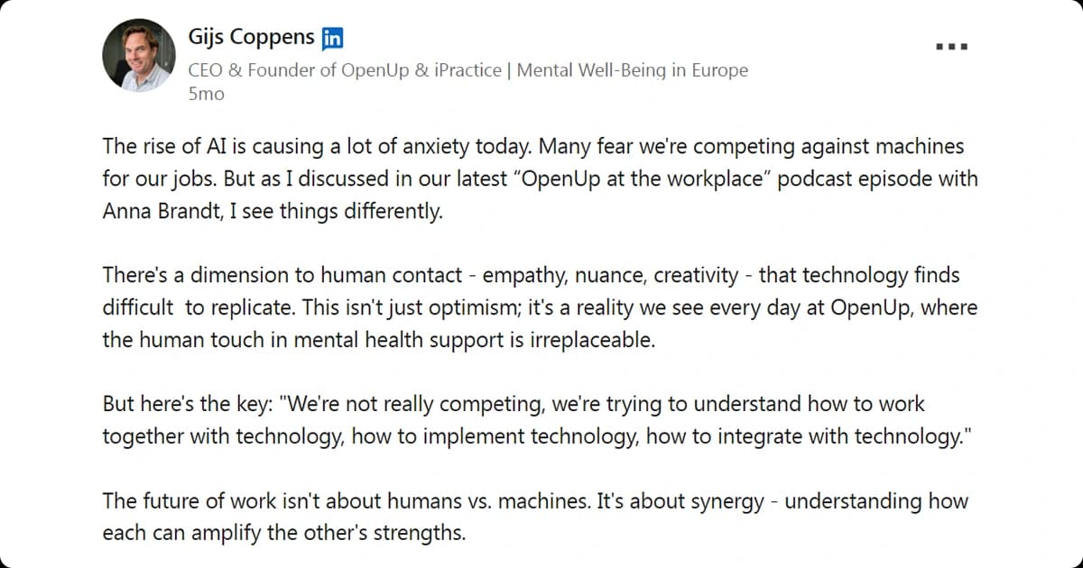 Gijs Coppens discusses human-AI synergy and the future of workplace collaboration.