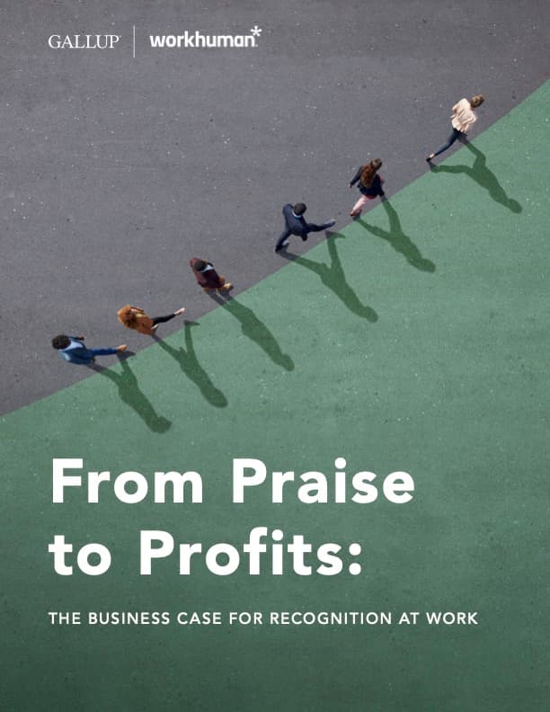 cover image for the "From Praise to Profits: The Business Case for Recognition at Work" report