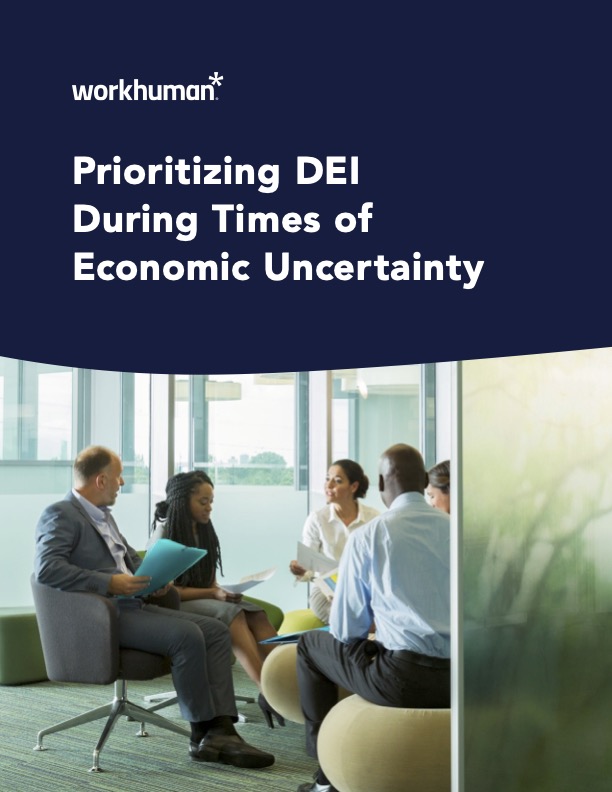 cover image for the report, "Prioritizing DEI During Times of Economic Uncertainty"