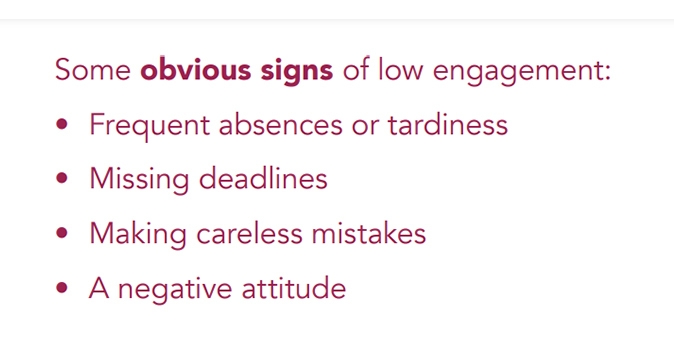 signs of low employee engagement