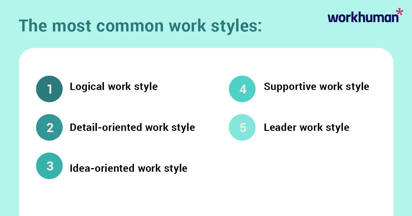 An infographic listing five work styles