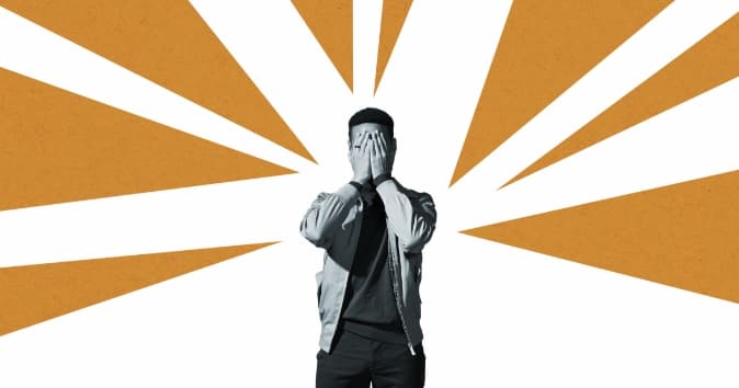 Image of a man with shape lines coming towards him.