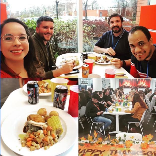 grid of photos showing workhuman employees enjoying food