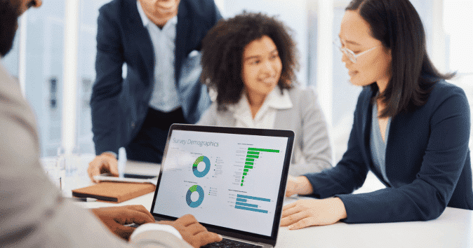 HR leader reviewing DEI survey questions on his laptop