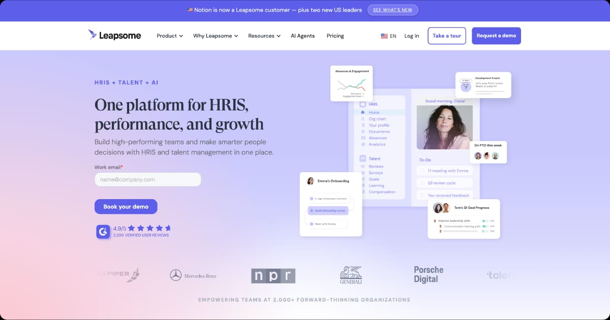 Leapsome HRIS and performance management platform.