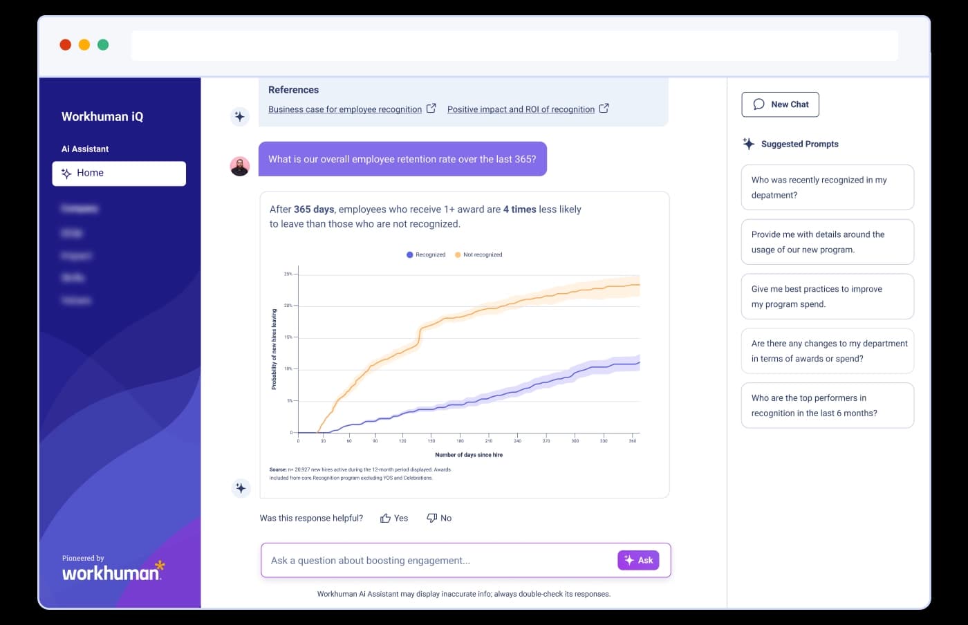Product screen showing product data. And AI prompts to help filter the data