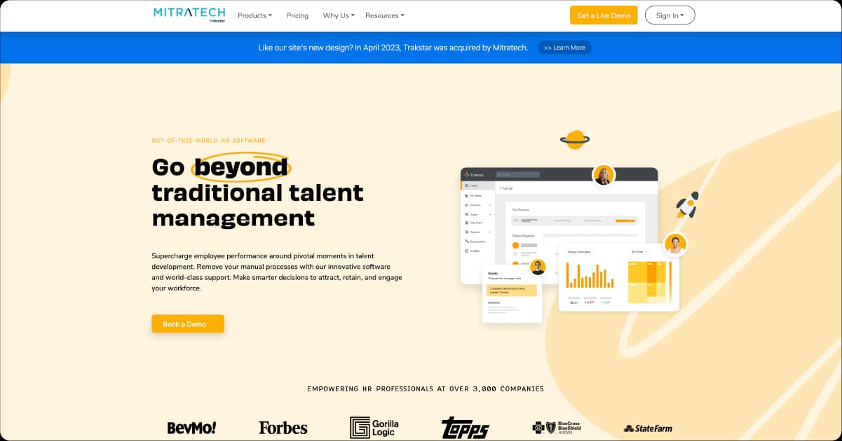Trakstar talent management software dashboard interface