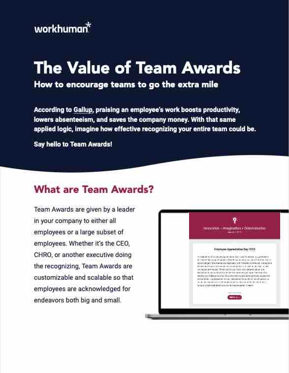 Cover image for, "The Value of Team Awards" report