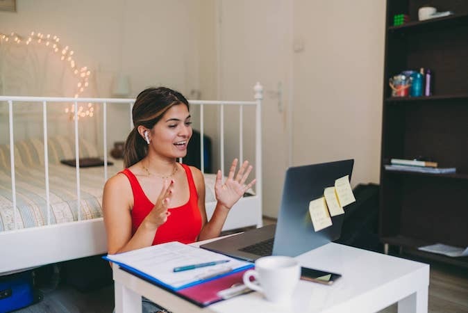 Women using the laptop for video call