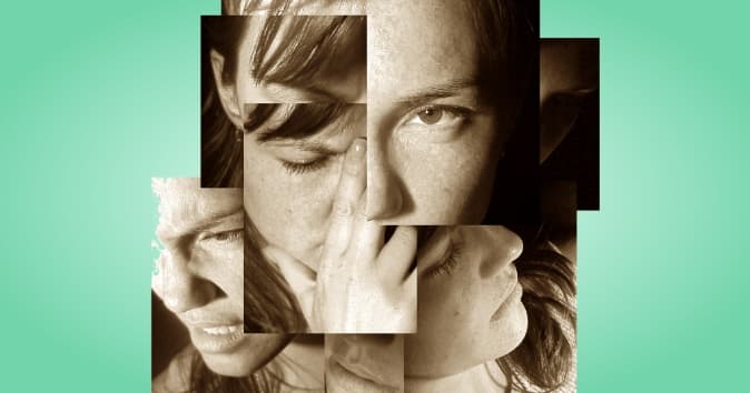 Collage of expressions of one woman.