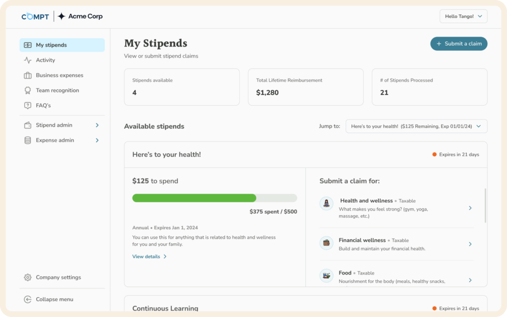 compt stipends dashboard