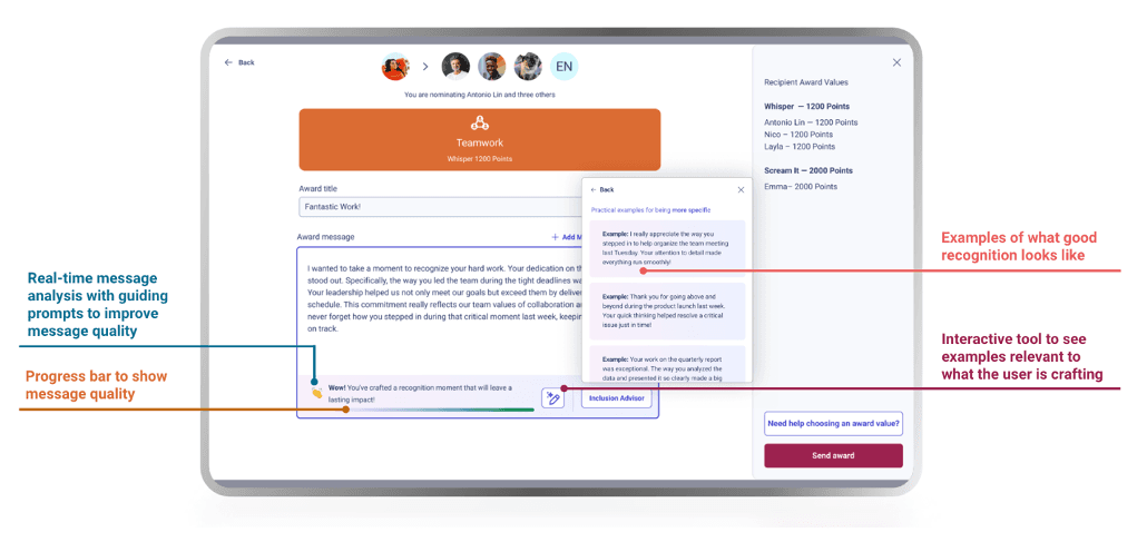 Recognition Advisor turns every “thank you” into a powerful expression of gratitude.