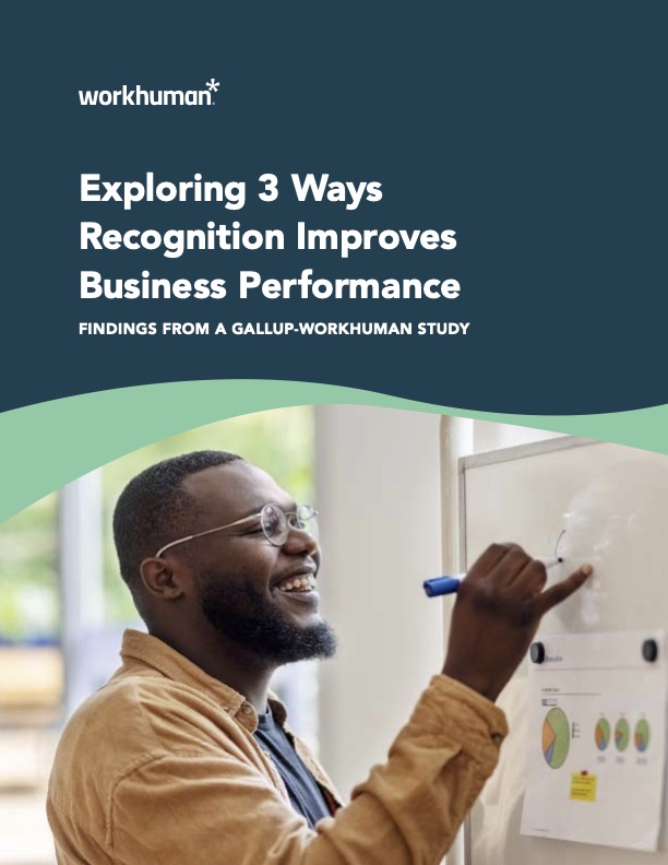 cover image for the "Exploring 3 Ways Recognition Improves Business Performance" report