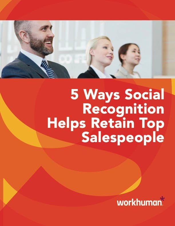 cover image for the report, "5 Ways Social Recognition Helps Retain Top Salespeople"