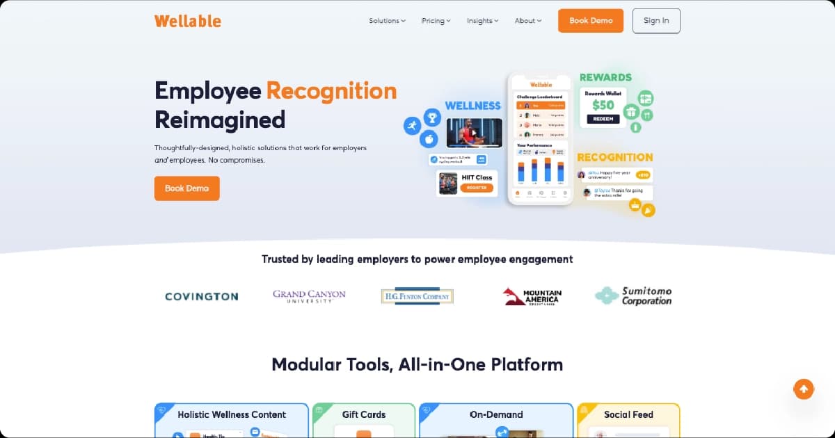 Snapshot of Wellable's page showing corporate wellness program ROI
