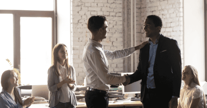 boss thanking employee