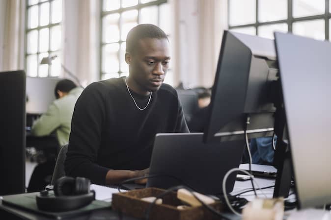 employee using desktop