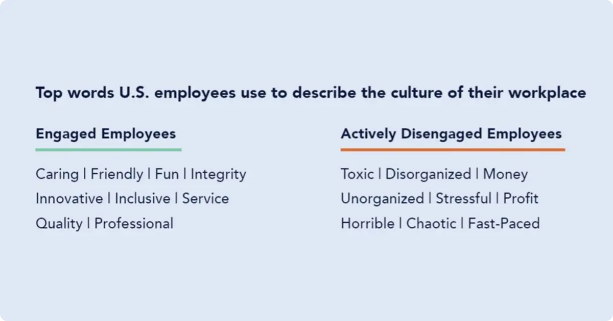 Engaged vs. disengaged employees' workplace culture