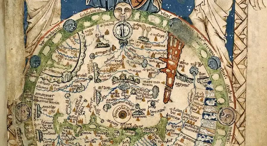 Detail from the T-O Psalter world map (c. 1250 AD)