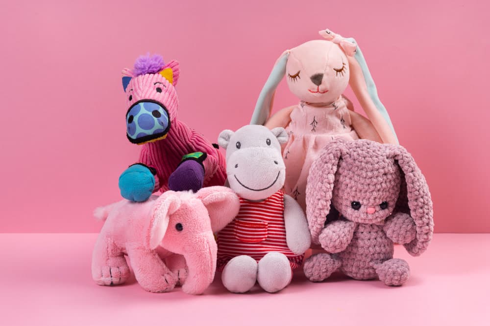 Toys on a pink background