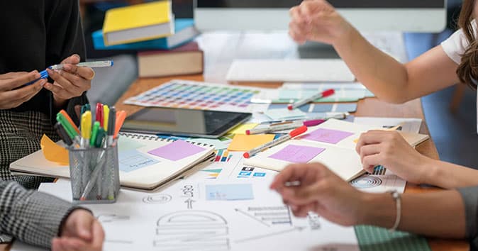 Employees discussing in the office