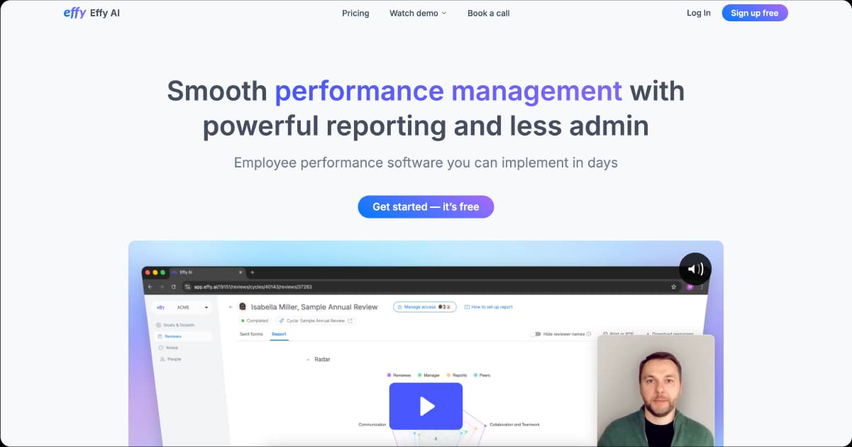 Effy AI performance management software dashboard