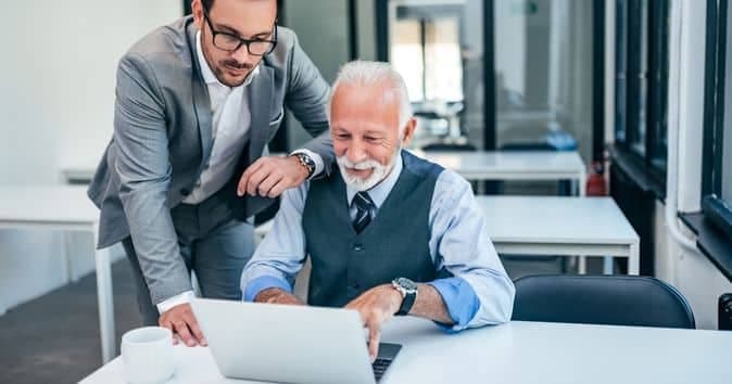 manager engages in training content on a robust employee development program