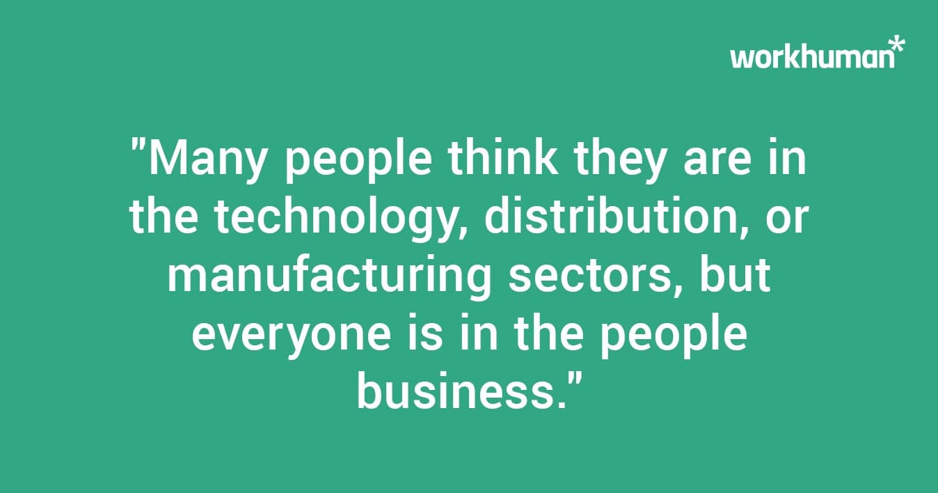 infographic with quote about every sector essentially being in the people business