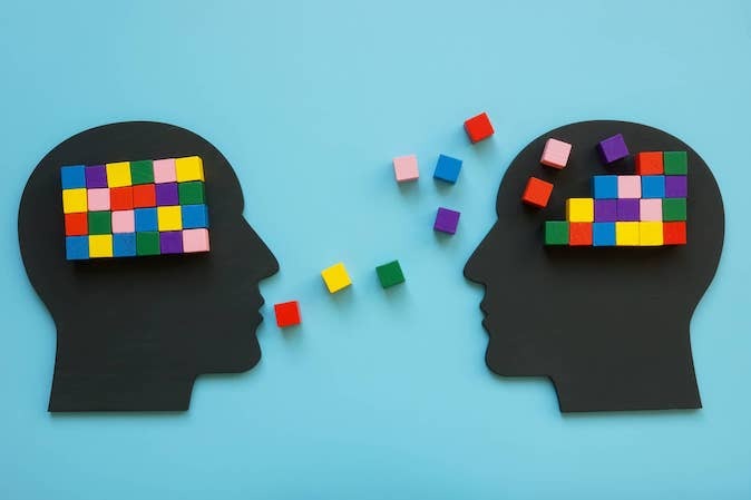 color blocks and human face cutout in black color