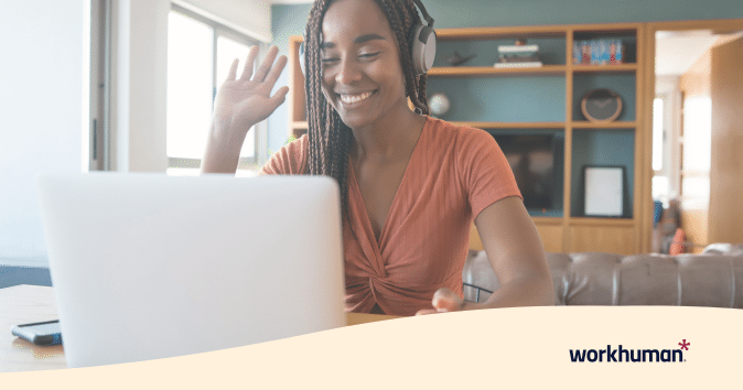 an employee working fully remote in a hybrid work model