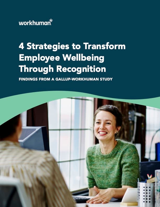 "4 Strategies to Transform Employee Wellbeing Through Recognition" report cover