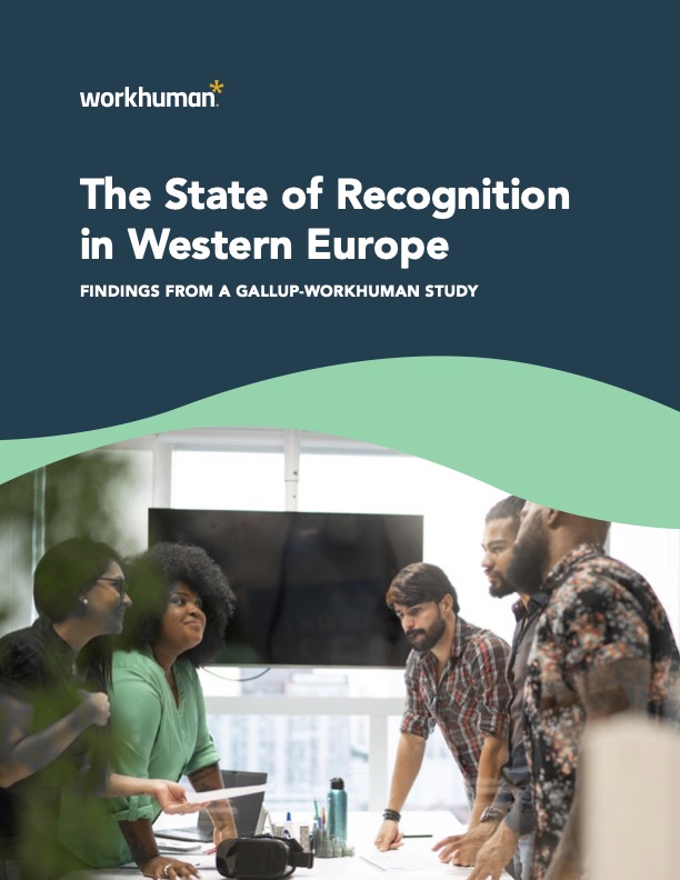 Cover image for the report, "The State of Recognition in Western Europe: Findings from the Gallup-Workhuman Report"