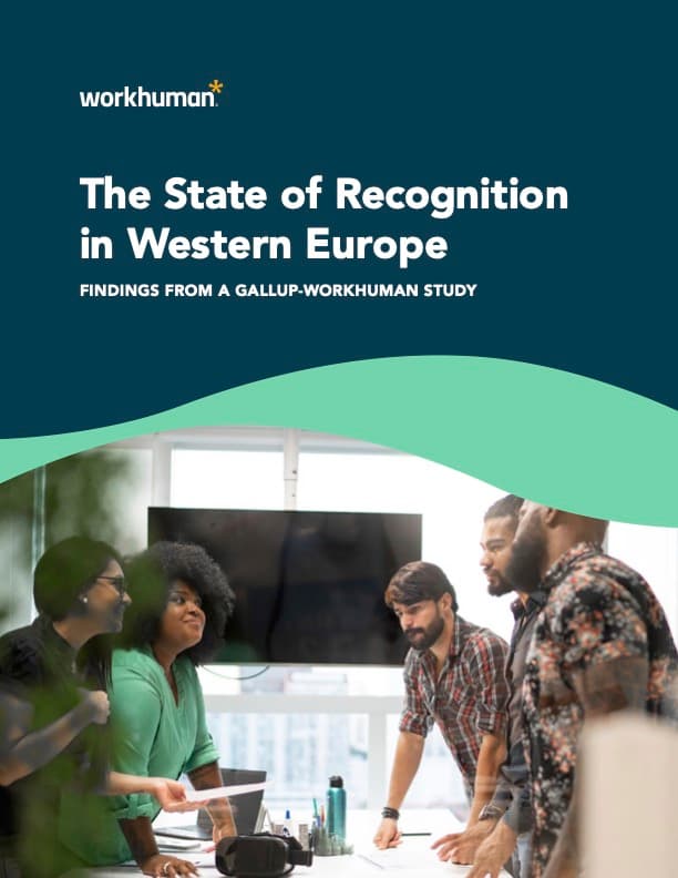 Cover image for the report, "The State of Recognition in Western Europe: Findings from the Gallup-Workhuman Report"