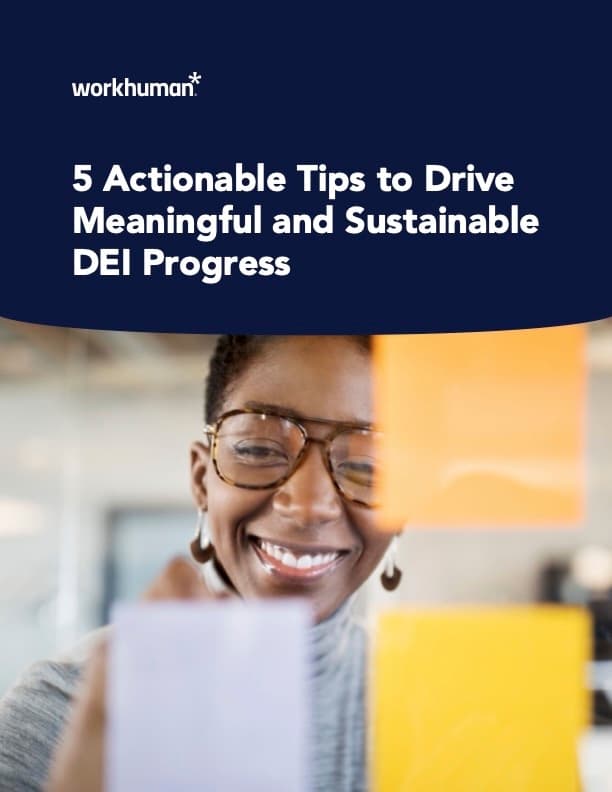 cover image for the report, 5 Actionable Tips to Drive Meaningful and Sustainable DEI Progress