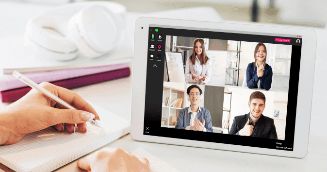 a team in a virtual team-building session