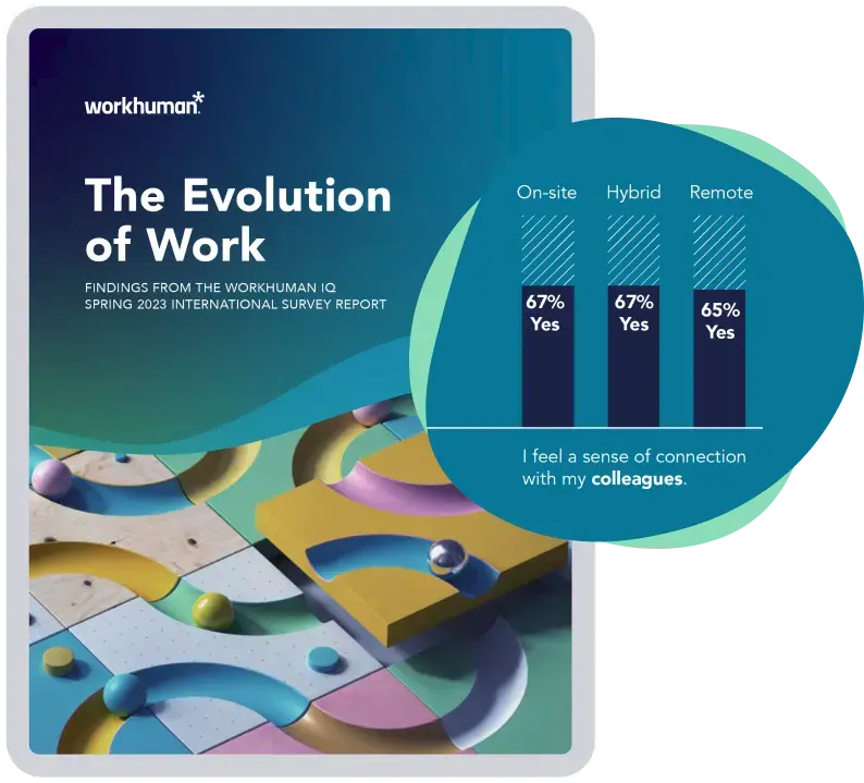Cover of The Evolution of Work report with a data visualization.