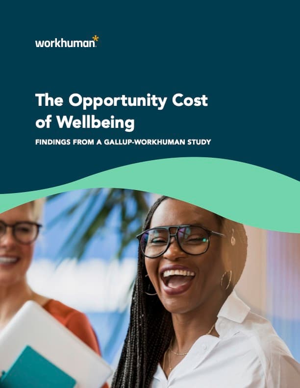 Cover image of the report, "The Opportunity Cost of Wellbeing in the Workplace"