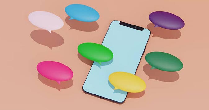 mobile with animated dialog boxes