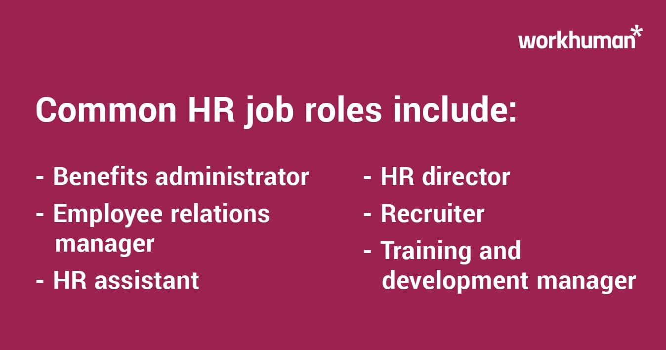 common HR job roles like HR director and recruiter