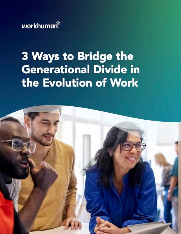cover image for the report "3 Ways to Bridge the Generational Divide in the Evolution of Work"