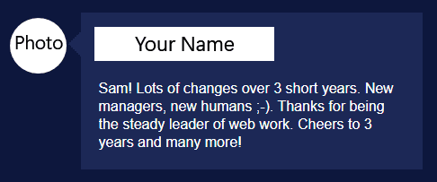 three year anniversary message for coworker