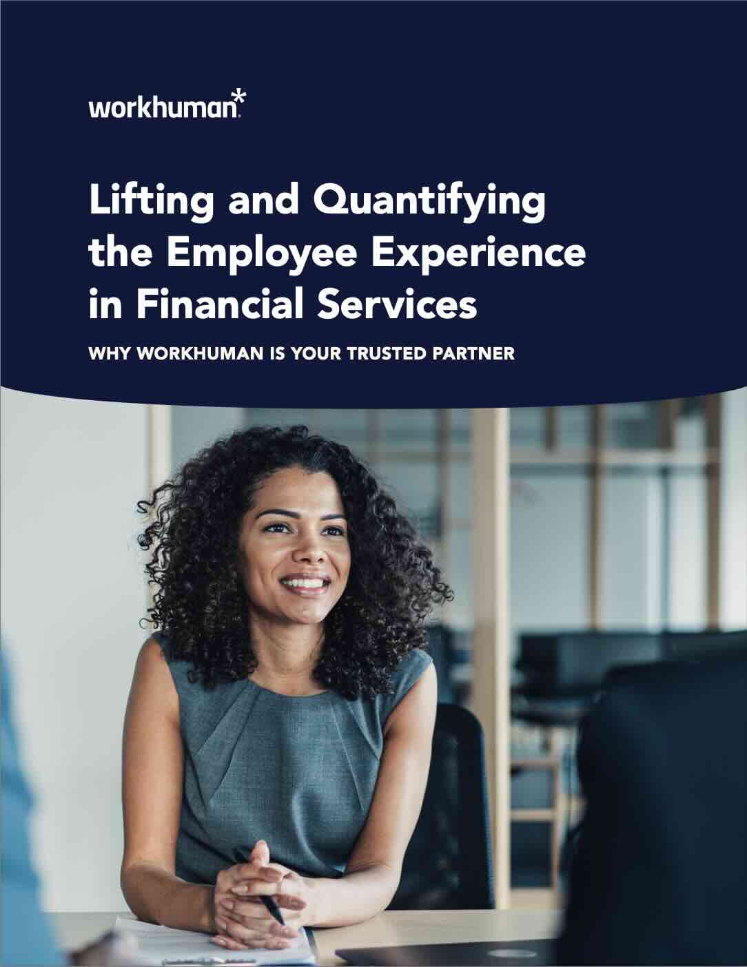 Cover image for, "Lifting and Quantifying the Employee Experience in Financial Services" report