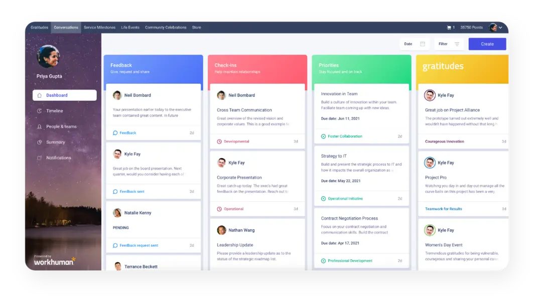 With Conversations, feedback can be requested and received by anyone at any time, and managers can use it to gather input and provide a more holistic view of their employees.